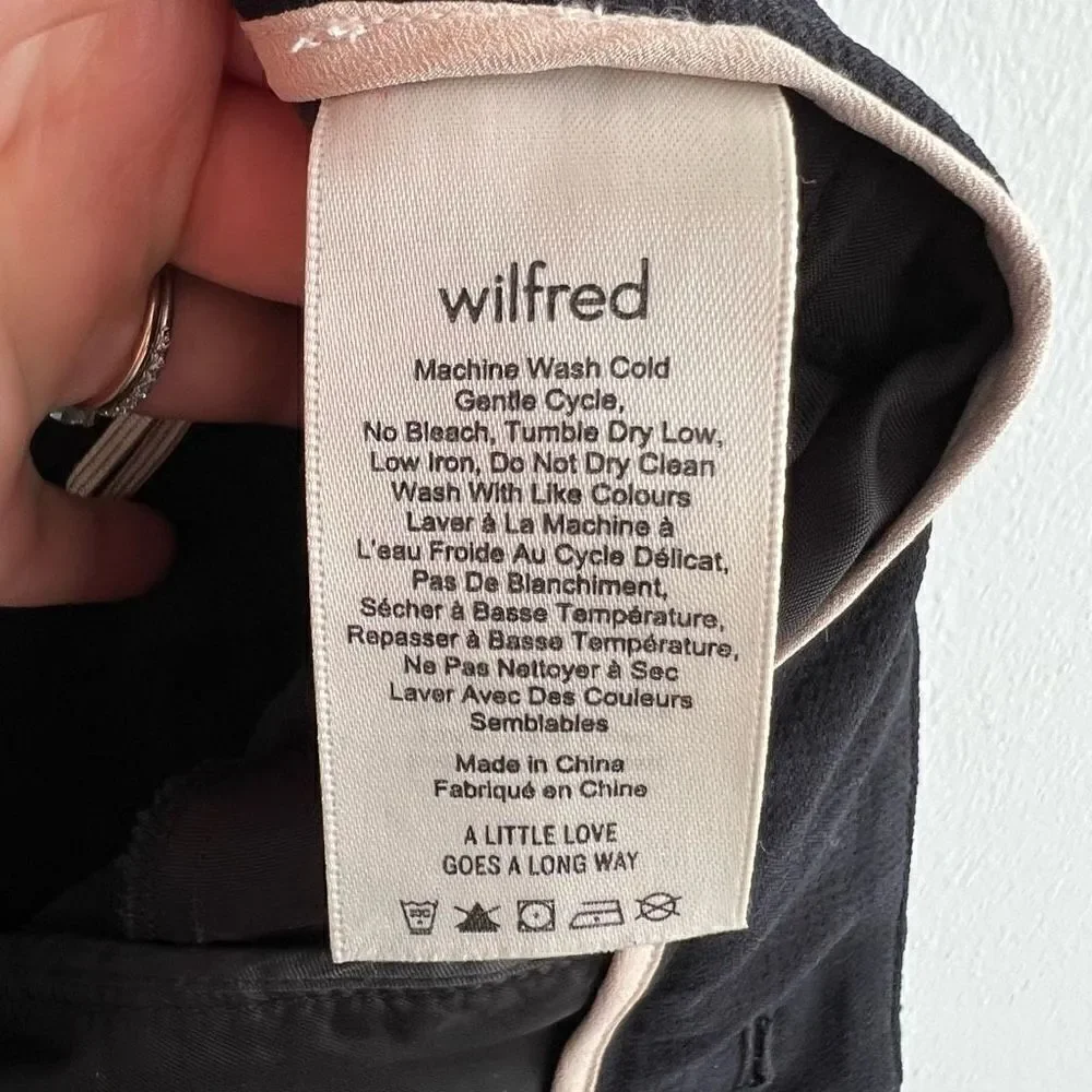 Aritzia Wilfred Tie-Front Black High Rise Ankle Pants Trousers Women’s Size 2